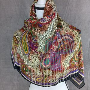 Jerri Sherman Silk‎ Scarf 34x34 Absolutely Gorgeous Cheetah Paisley Leopard